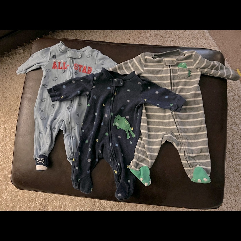 Set of three baby Footy pajamas sized 3M